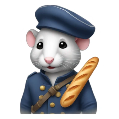 a French rat with a beret and a baguette who makes the revolution sticker