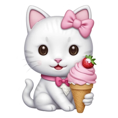 Hello kitty eating icecream sticker