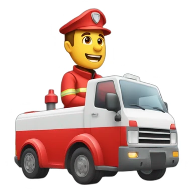 pompier dans son camion sticker