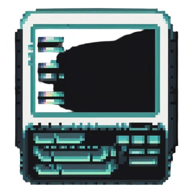 32x32 cyberpunk document file icon with digital glitch effect, retro computer style sticker
