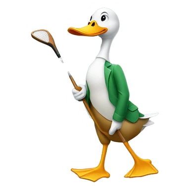 Duck holding golf club sticker