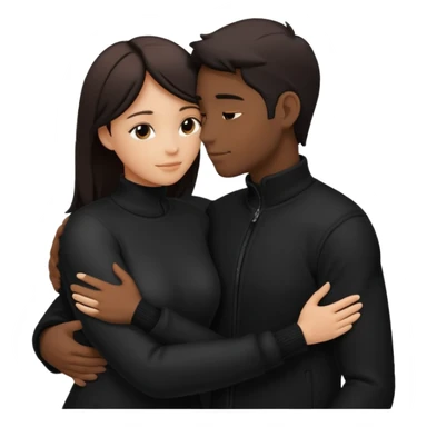 Two people comforting the other. They are facing each other. Silhouette only.  sticker