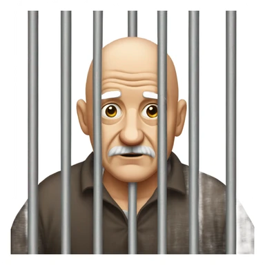 Bald old man behind bars in jail sticker