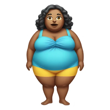 an extremely obese woman in a costume you would wear to the beach sticker