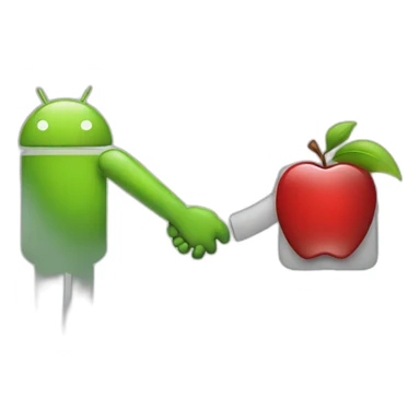 Android Logo holding hands with Apple Logo sticker