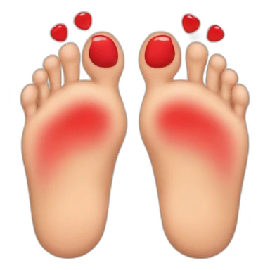 Feet with red nalis  sticker