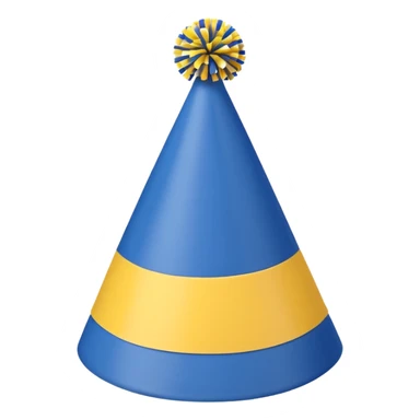 simple birthday hat, classic blue with yellow pompom sticker