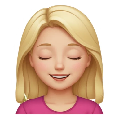 Happy blonde girl with eyes closed and mouth smiling sticker