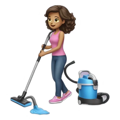 Girl vaccuming sticker
