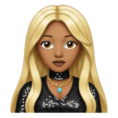 Coko from SWV with long blonde hair, black sequin outfit sticker