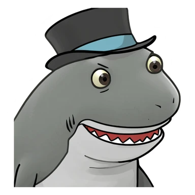 Shark with a top hat sticker