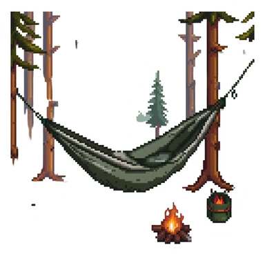 camping hammock setup in wilderness sticker