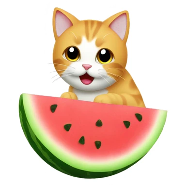 cat eating watermelon cute sticker