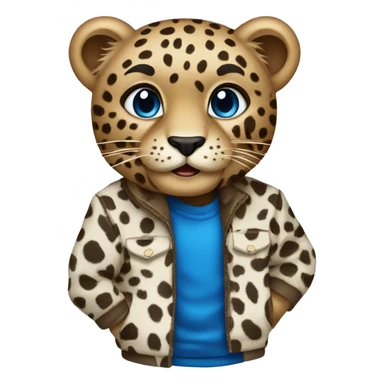 leopardo con ropa azul sticker