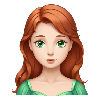 Cinematic Serene Sleeping Beauty Portrait Emoji, rendered in a simplified vector style. Depict a gentle Aurora (chest and above) with fair, glowing skin and softly cascading auburn hair, her expression calm and reflective, dressed in her timeless attire. The image exudes a soft, warm radiance with high shine and a subtle glowing outline. sticker