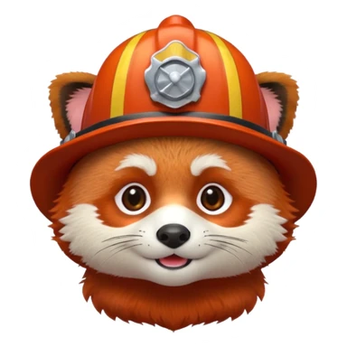 a red Panda head with a fireman's hat  sticker