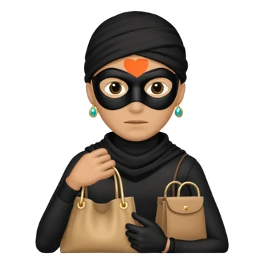 Thief with black mask and stolen jewelry bag sticker