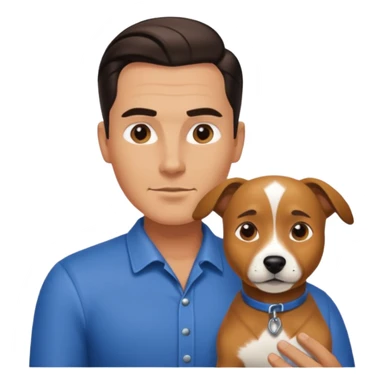 Guy with slick back hair with a dog sticker