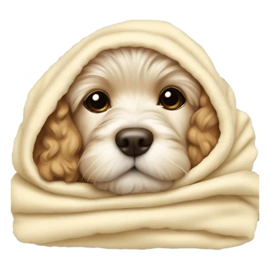 Cream cockapoo puppy sleep in blanket sticker