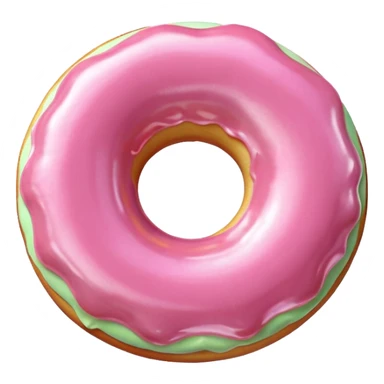 light pink metallic 3d donut shape sticker