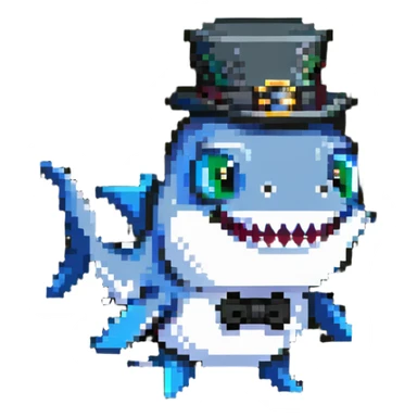 shark wearing a top hat and monocle sticker