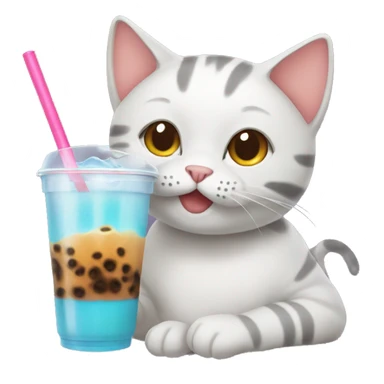 cat drinking boba sticker