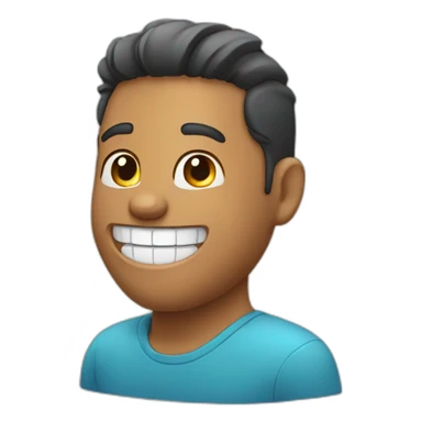 man smiling with teeth grill sticker