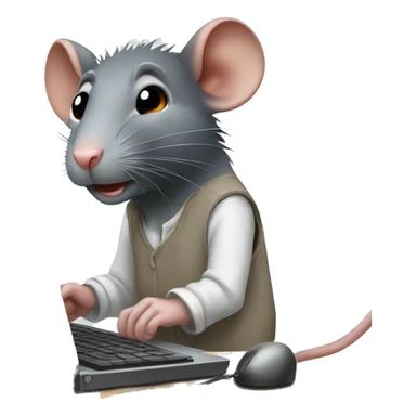 rat named jaber working on a pc sticker