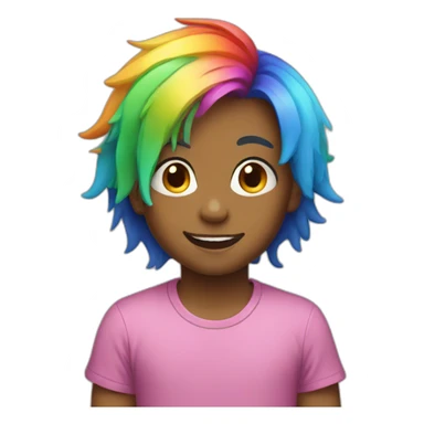 kid with rainbow hair sticker