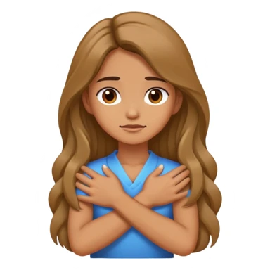 Girl crossing arms with hands holing nevk sticker