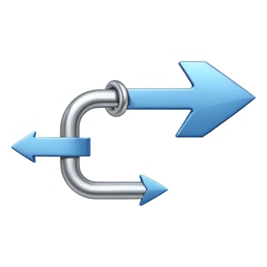 clean iOS-style emoji of a single rightward arrow smoothly flowing through a chain link from left to right, arrow passing through the link showing clear direction and smart connection, modern minimal trustworthy, representing strategic guidance and brand clarity sticker