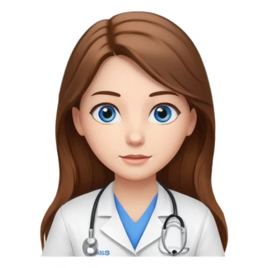pretty female nursing student with long brown hair, blue eyes inside a classroom at university sticker