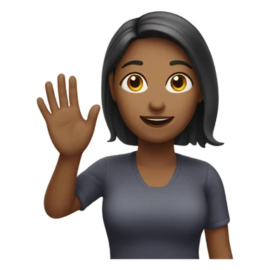 Create an emoji of a woman under 30 years old with a hand waving. sticker