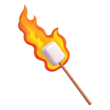 marshmallow on a stick turning golden brown over flames sticker