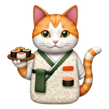 cat wearing a shirt made out of sushi sticker