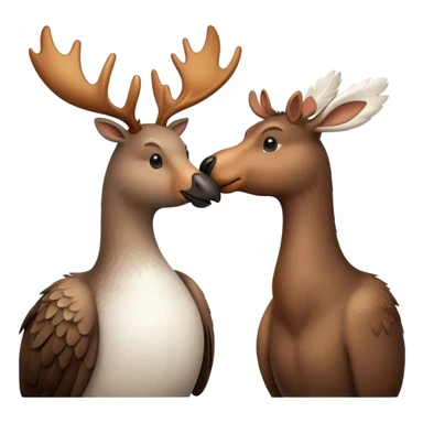 a goose kissing a moose sticker