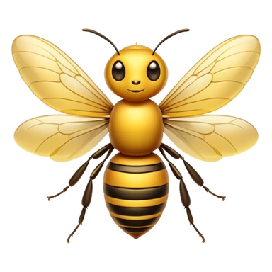 Cinematic Noble Bee Portrait Emoji, Poised and industrious, with a compact, fuzzy body in golden-yellow hues, delicate translucent wings, and a focused, determined expression with sparkling eyes, Simplified yet sharp and sophisticated features, highly detailed, glowing with a soft, sunny radiance, high shine, intelligent and diligent, stylized with an air of natural elegance, focused and alert, soft glowing outline, capturing the essence of a watchful bee that appears ready to buzz out of the screen with effortless authority! sticker