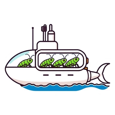 Albino crickets on a submarine  sticker