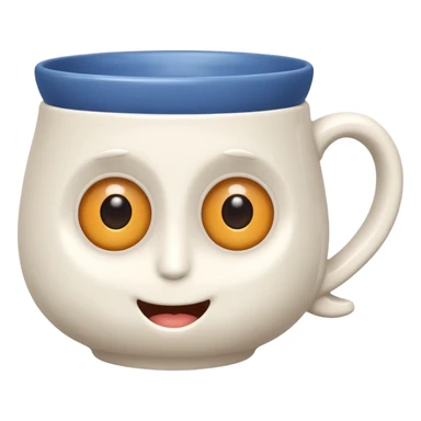 a ceramics cup with eyes and mouth sticker