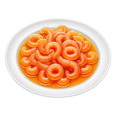 Fujian Tǔsǔndòng jelly-like seafood with sauce, simplified emoji style with bold outlines and bright colors, cartoon style transparent worm jelly specialty sticker