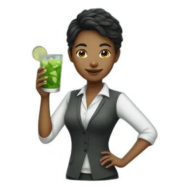 young teacher with blackboard drinking mojito sticker