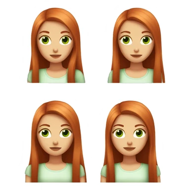 red-haired girl with straight long hair and green eyes kissing sticker
