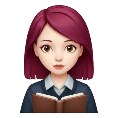 girl with a burgundy hair and a notebook sticker