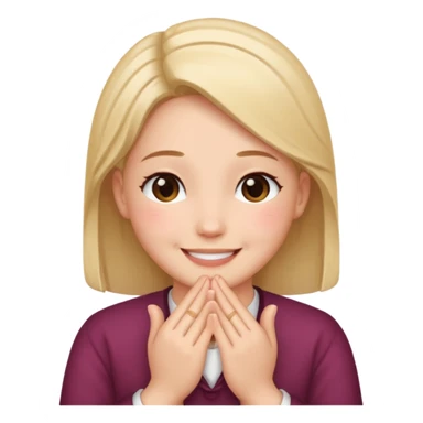 Create a blushing smile face with prayer hands by his cheek  sticker