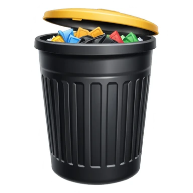 Black trash can with opened lid sticker