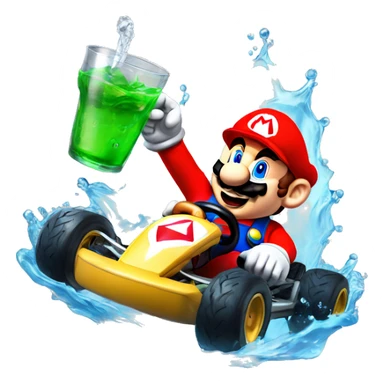 Mario kart avec un verre d’eau  sticker