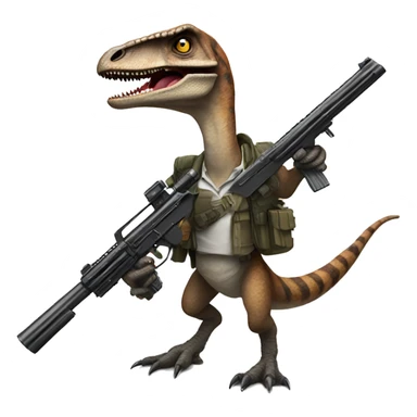 Velociraptor with gun sticker