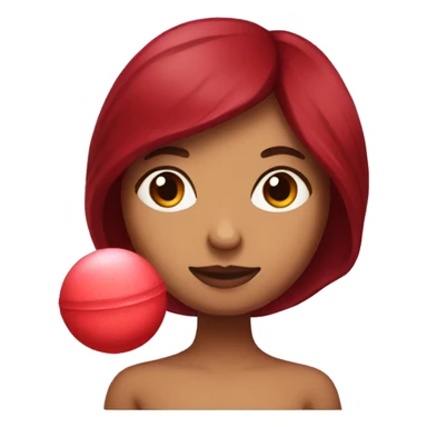 Dark red hair mexican woman holding red bath bomb sticker