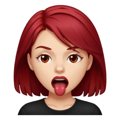 Dark red haired girl biting her lip sexually and aggressively  sticker