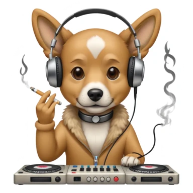 Dog using dj decks while smoking  sticker